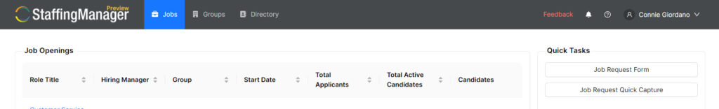 StaffingManager Jobs dashboard detail